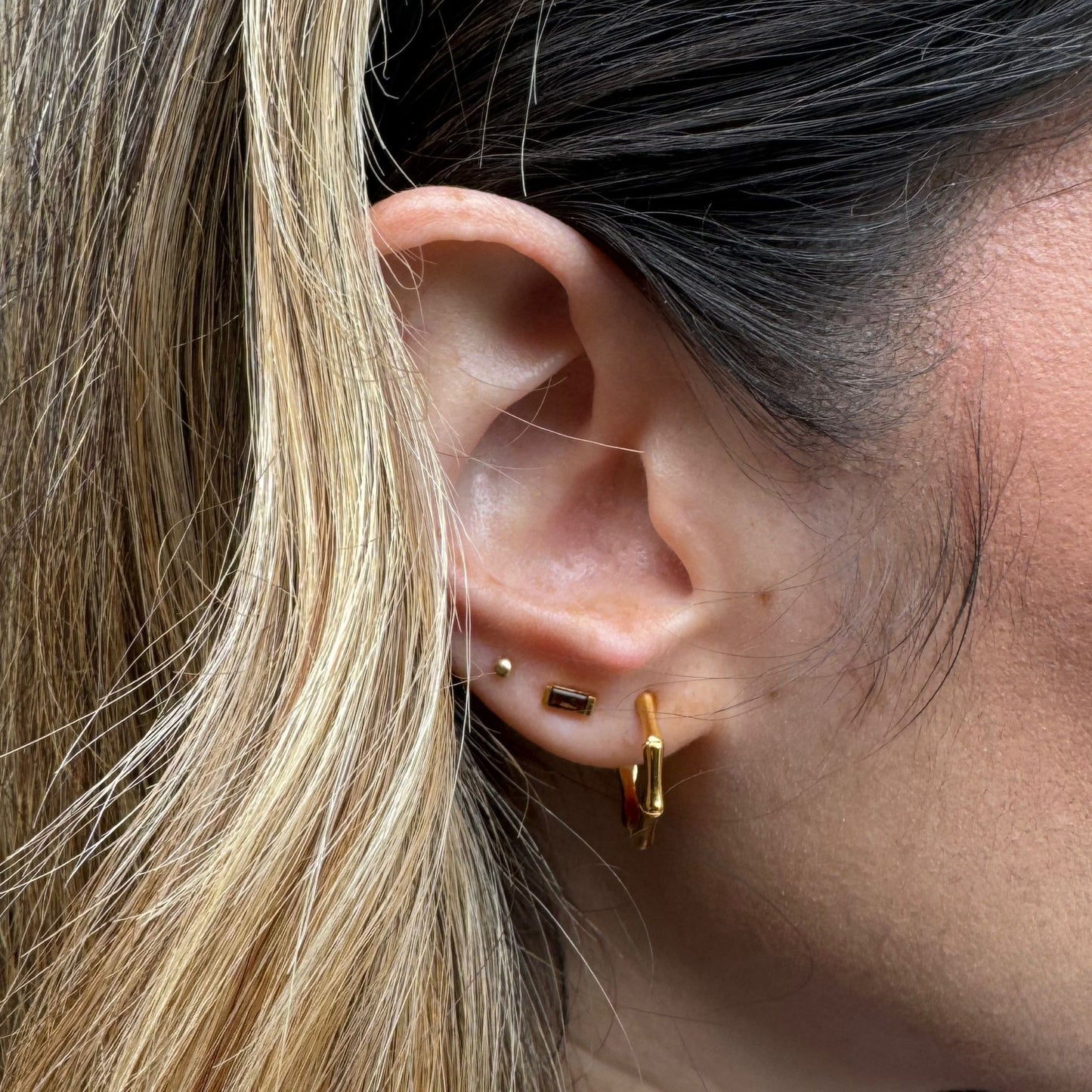 Gold Bamboo Hoop Earrings