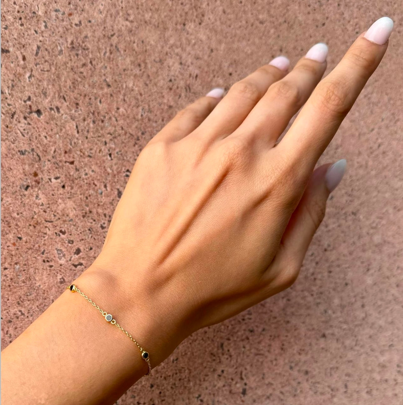 Mini Gem Chain Bracelet - Black Agate