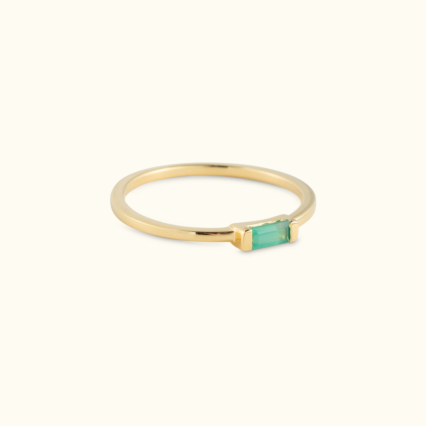Single Baguette Ring - Green Onyx