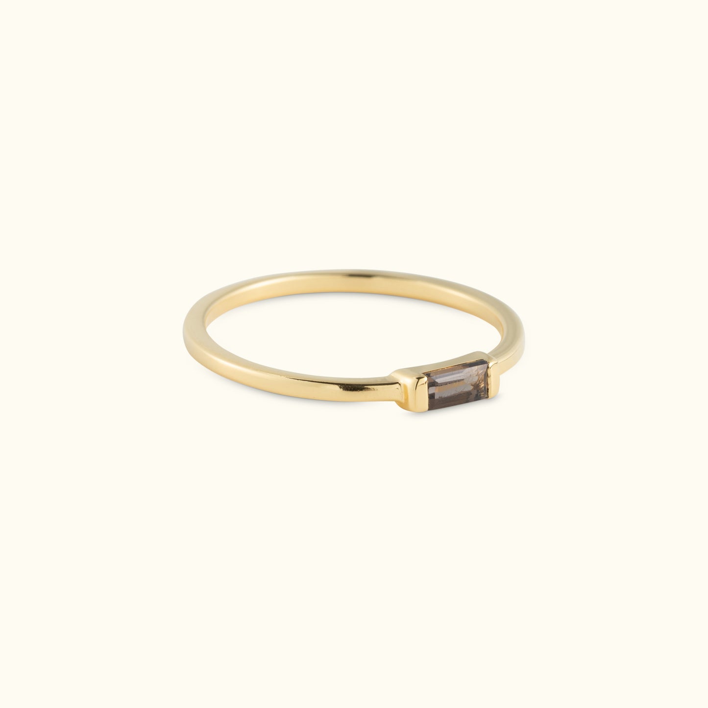 Mini Baguette Ring - Smoky Quartz