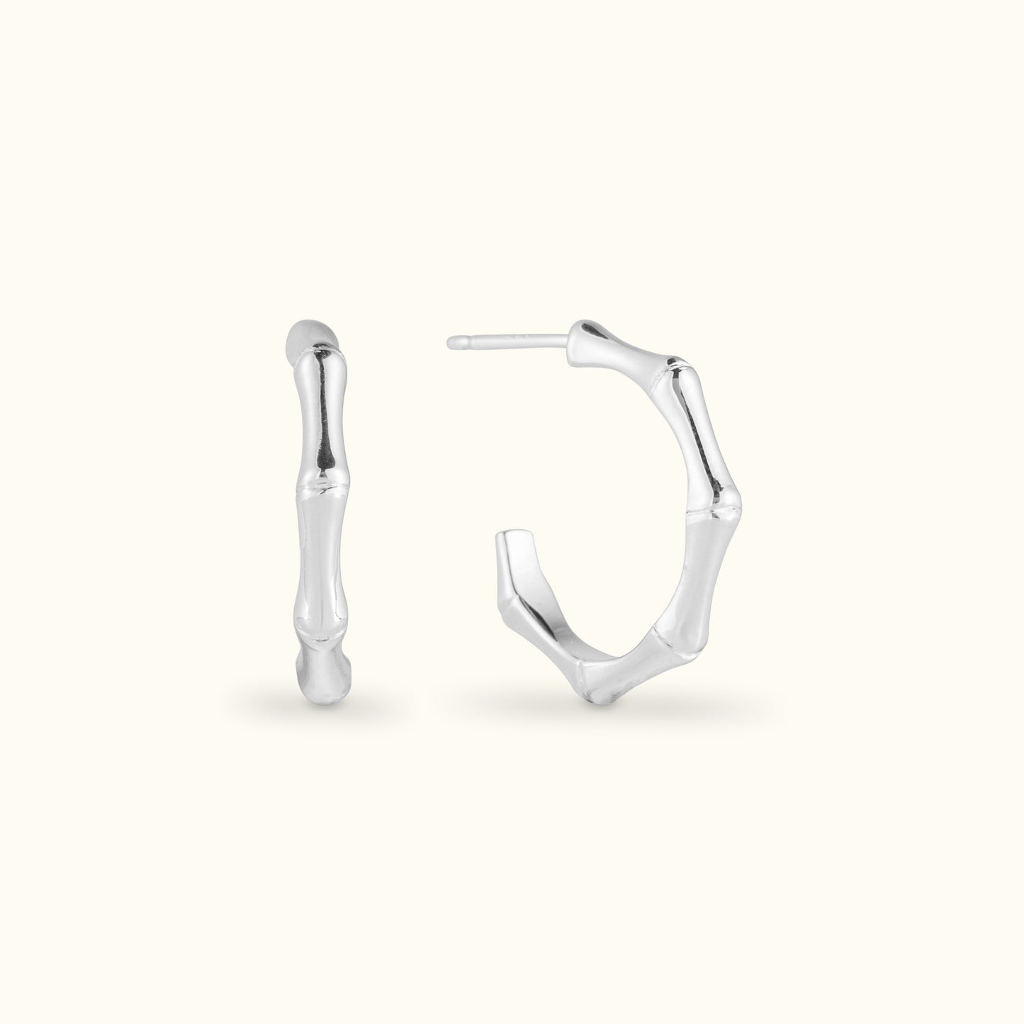 Silver Bamboo Hoop Earrings