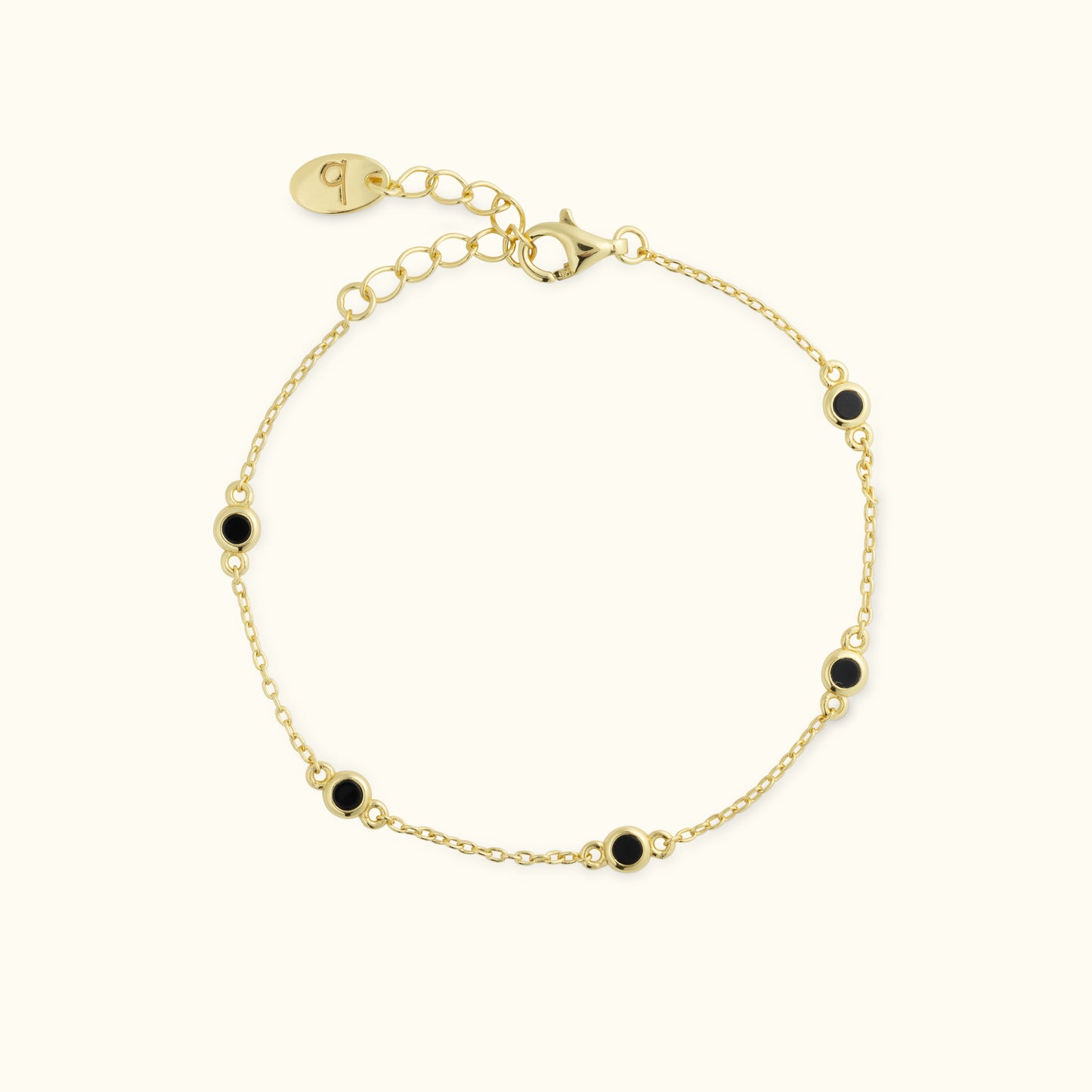Mini Gem Chain Bracelet - Black Agate