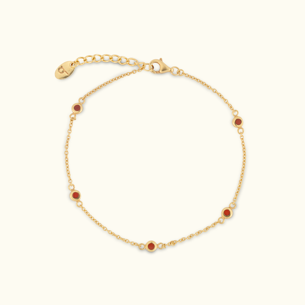 Mini Gem Chain Bracelet - Red Jasper