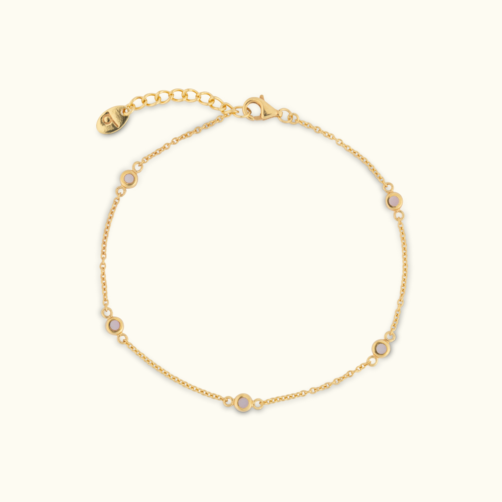Mini Gem Chain Bracelet - Pink Shell