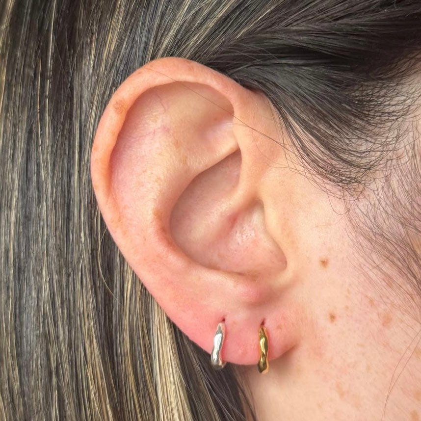 Mini Textured Gold Huggie Hoop Earrings