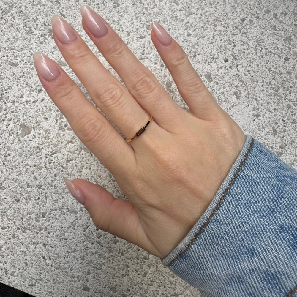 Mini Baguette Ring - Smoky Quartz
