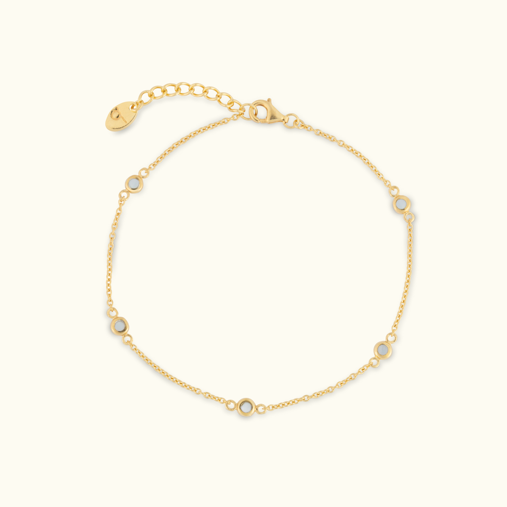 Mini Gem Chain Bracelet - Mother of Pearl